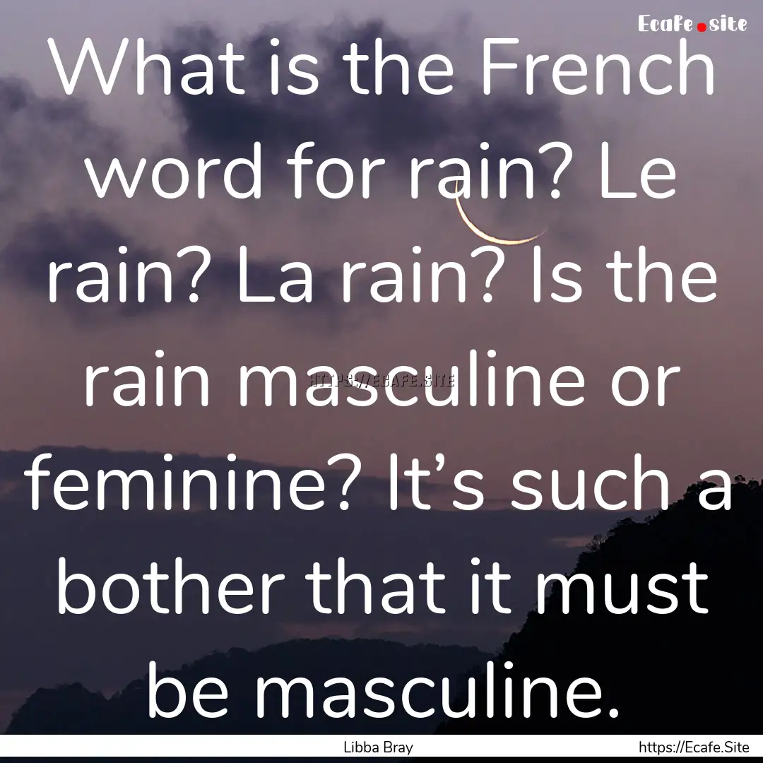 What is the French word for rain? Le rain?.... : Quote by Libba Bray