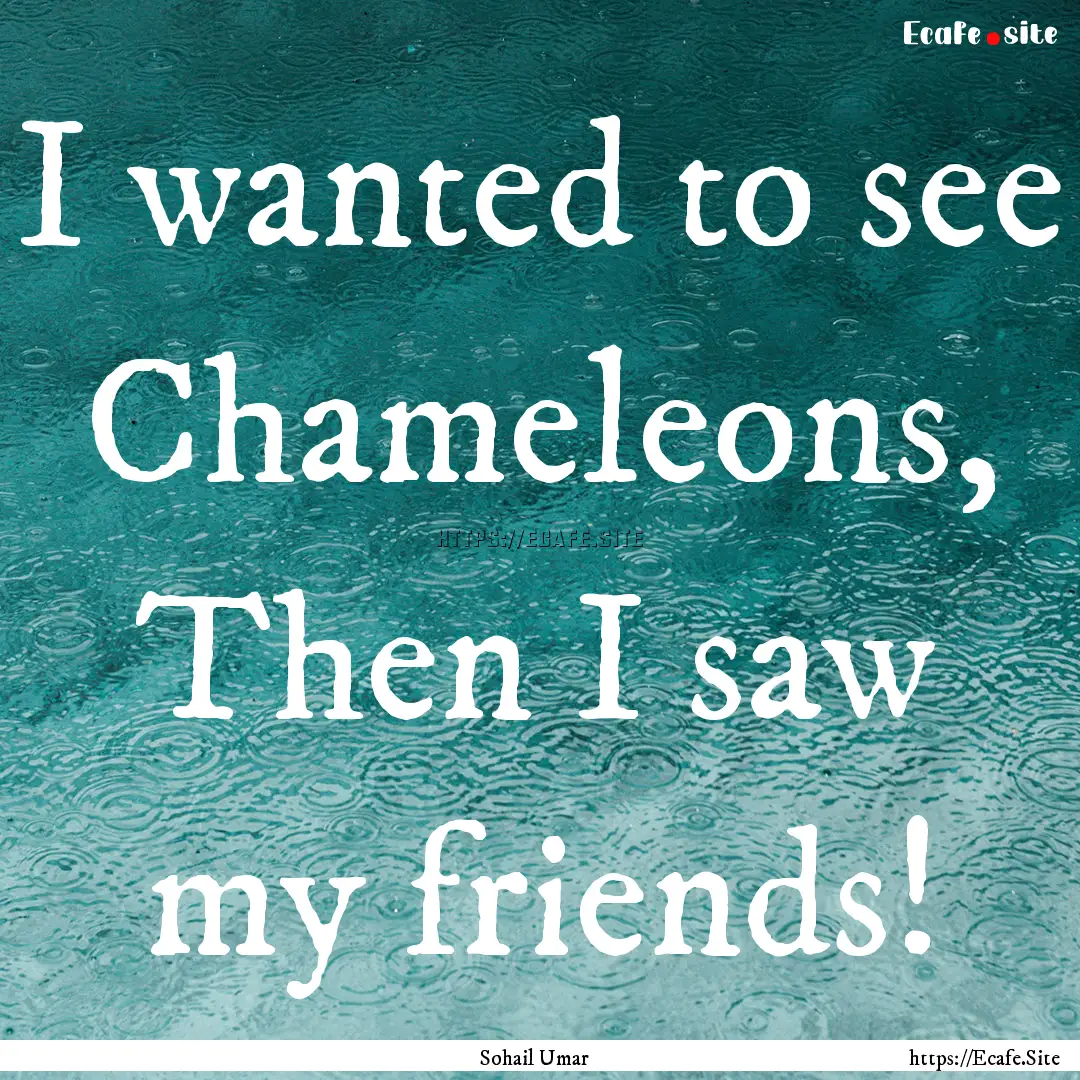 I wanted to see Chameleons, Then I saw my.... : Quote by Sohail Umar