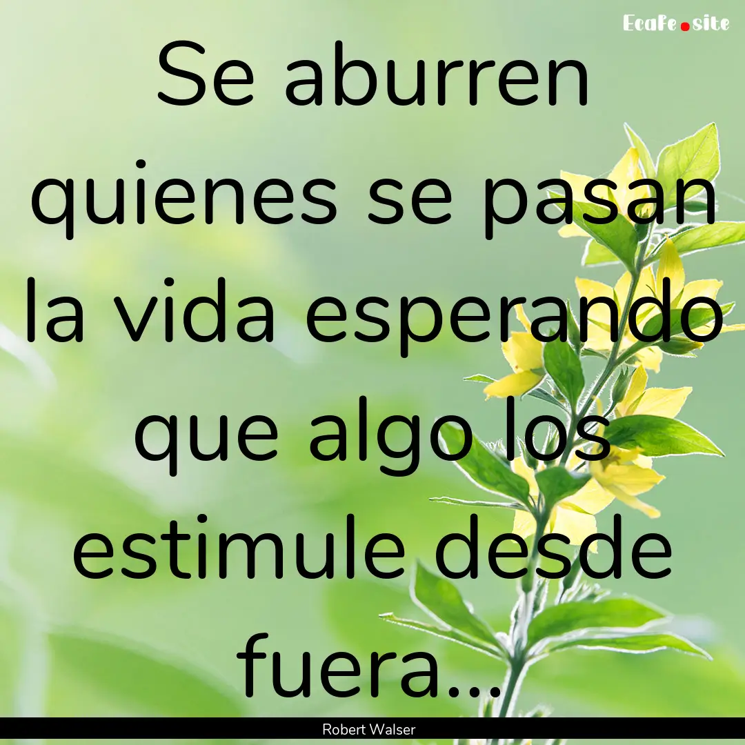 Se aburren quienes se pasan la vida esperando.... : Quote by Robert Walser