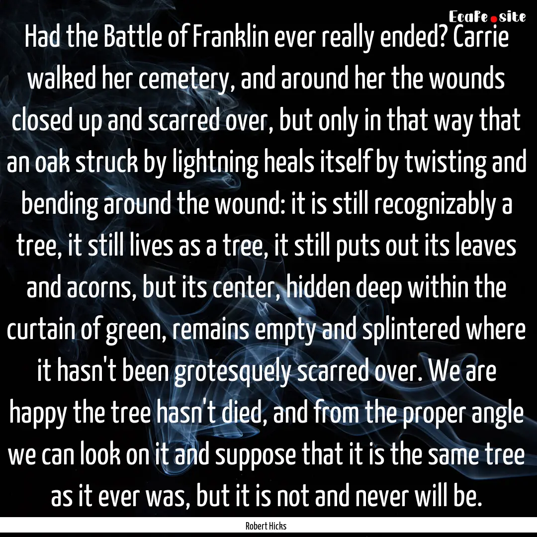 Had the Battle of Franklin ever really ended?.... : Quote by Robert Hicks