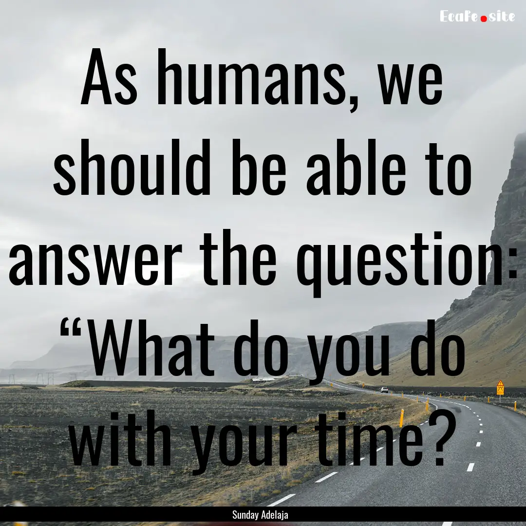 As humans, we should be able to answer the.... : Quote by Sunday Adelaja