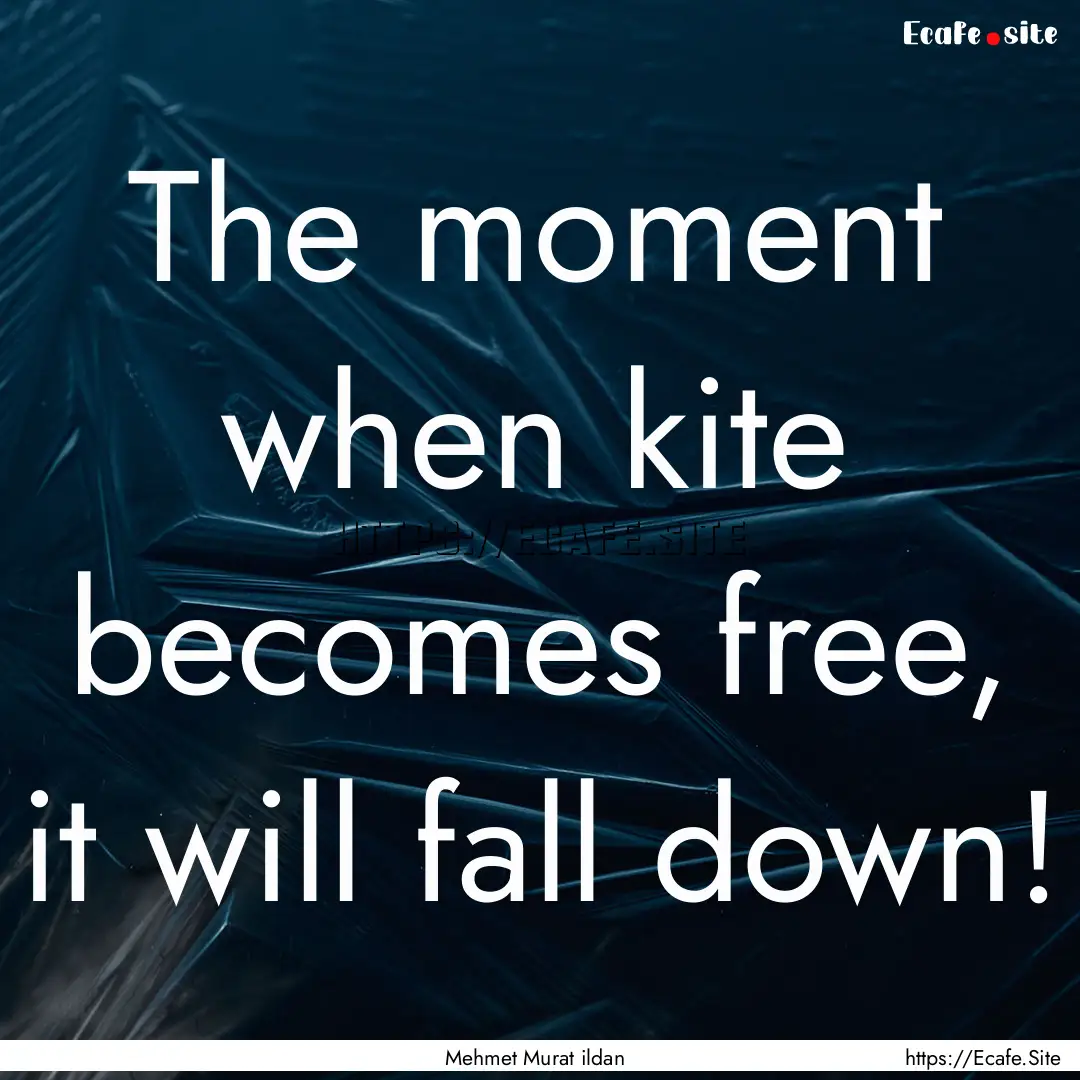 The moment when kite becomes free, it will.... : Quote by Mehmet Murat ildan