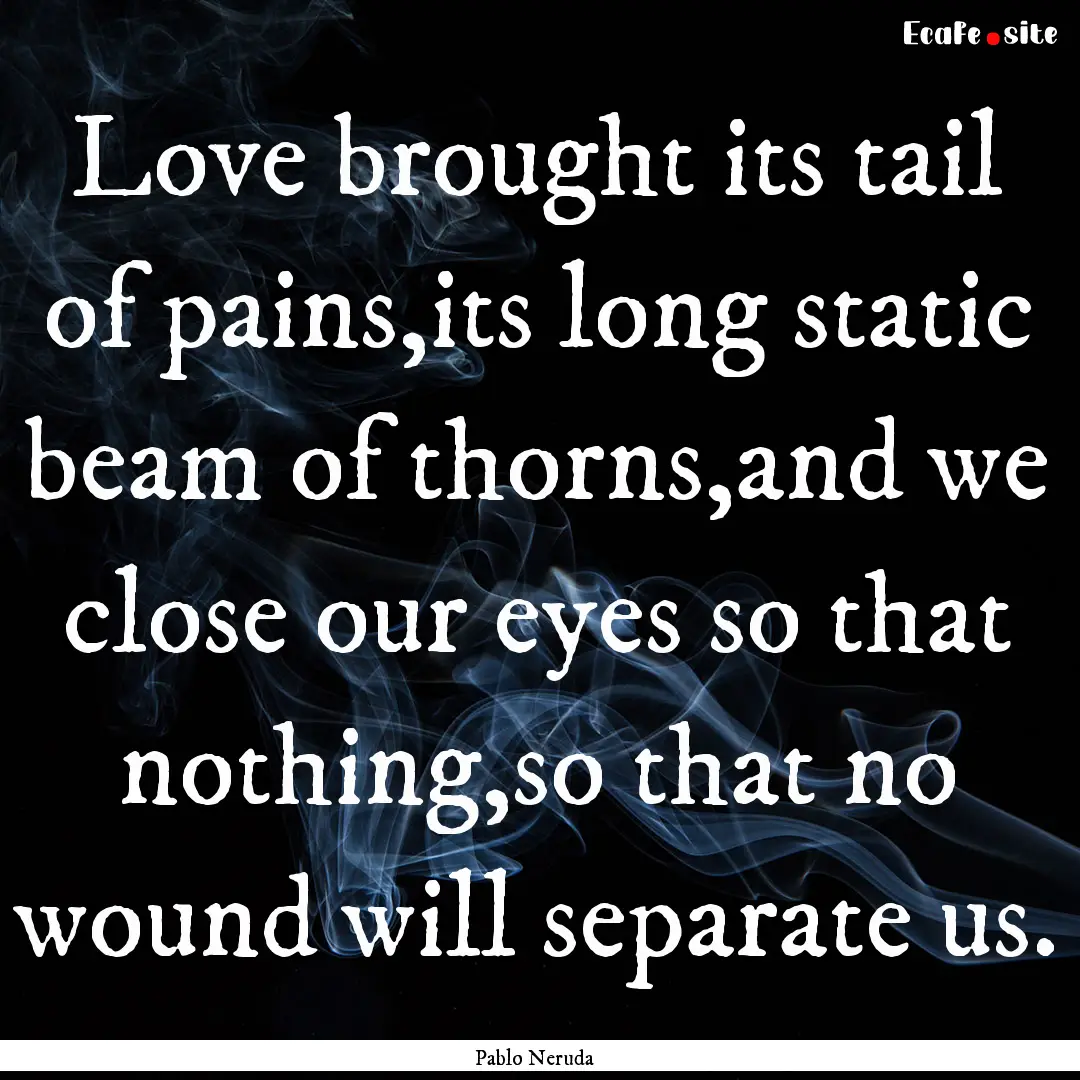 Love brought its tail of pains,its long static.... : Quote by Pablo Neruda