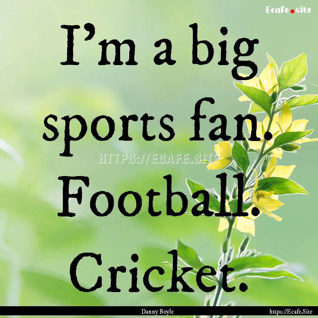 I'm a big sports fan. Football. Cricket. : Quote by Danny Boyle