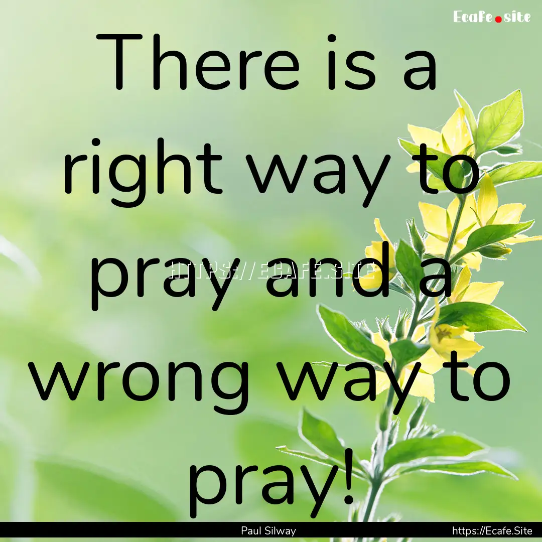 There is a right way to pray and a wrong.... : Quote by Paul Silway