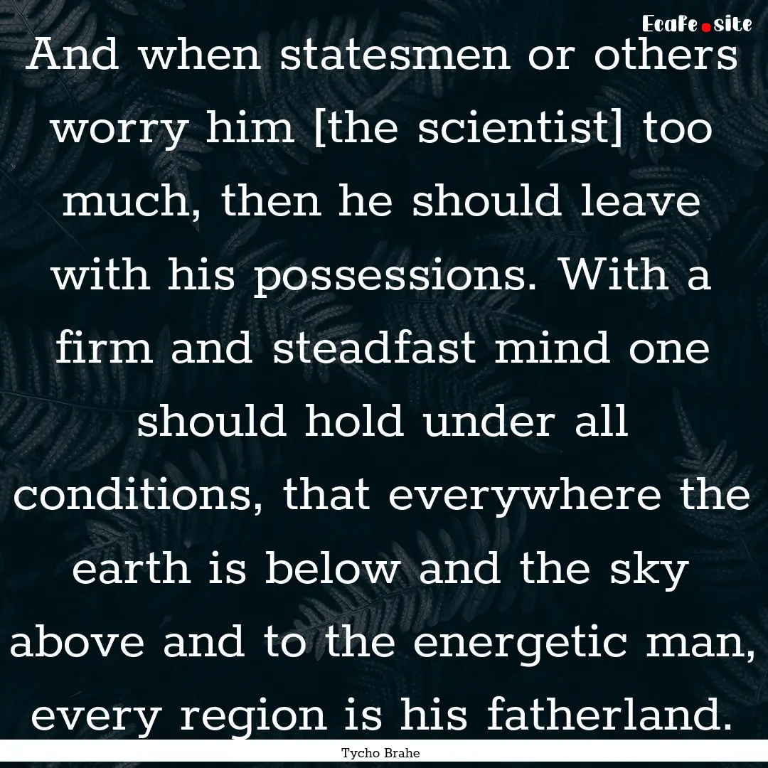 And when statesmen or others worry him [the.... : Quote by Tycho Brahe