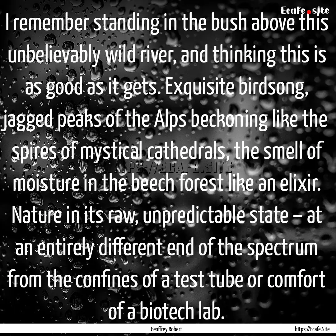 I remember standing in the bush above this.... : Quote by Geoffrey Robert