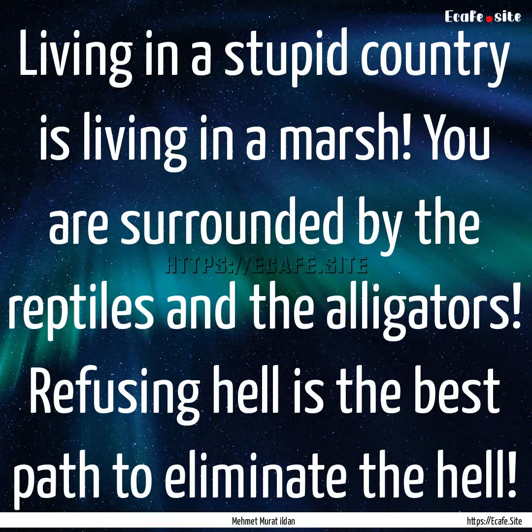 Living in a stupid country is living in a.... : Quote by Mehmet Murat ildan