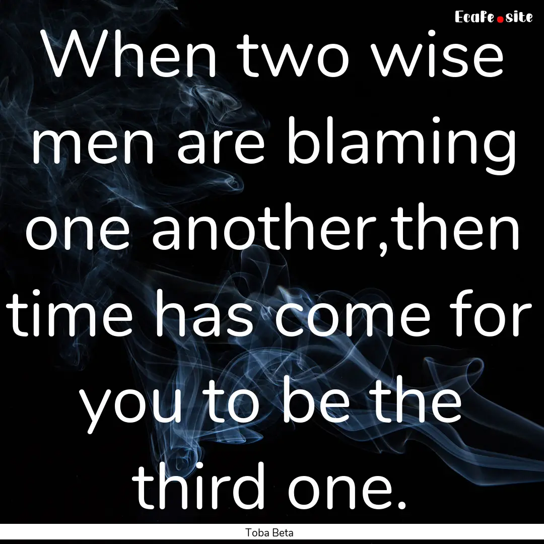 When two wise men are blaming one another,then.... : Quote by Toba Beta