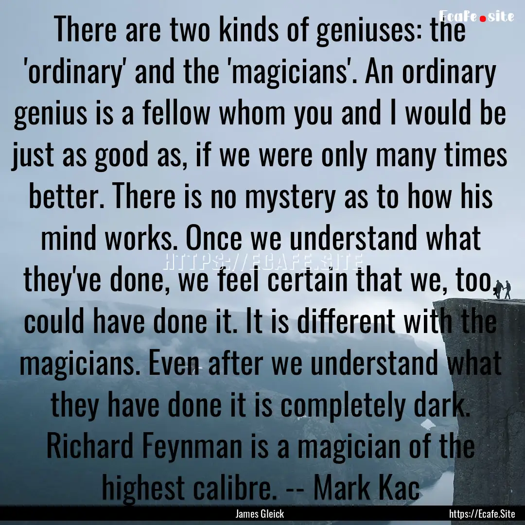 There are two kinds of geniuses: the 'ordinary'.... : Quote by James Gleick