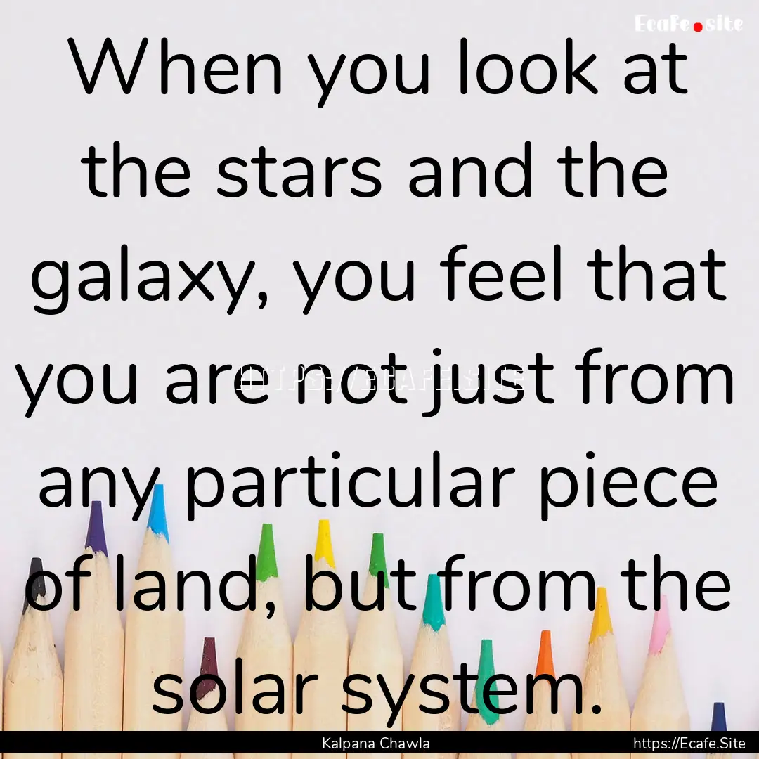 When you look at the stars and the galaxy,.... : Quote by Kalpana Chawla