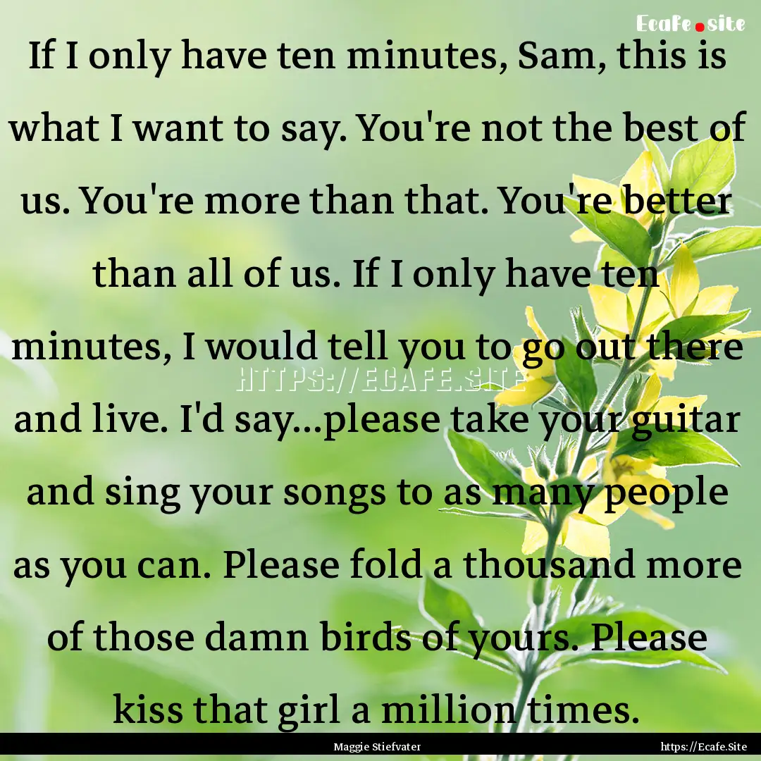 If I only have ten minutes, Sam, this is.... : Quote by Maggie Stiefvater