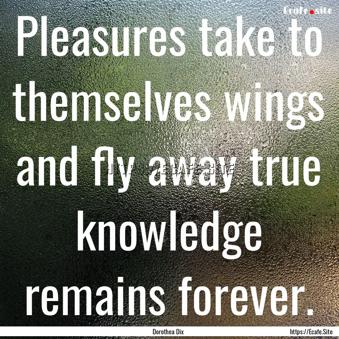 Pleasures take to themselves wings and fly.... : Quote by Dorothea Dix