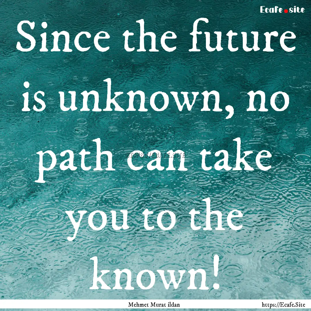 Since the future is unknown, no path can.... : Quote by Mehmet Murat ildan