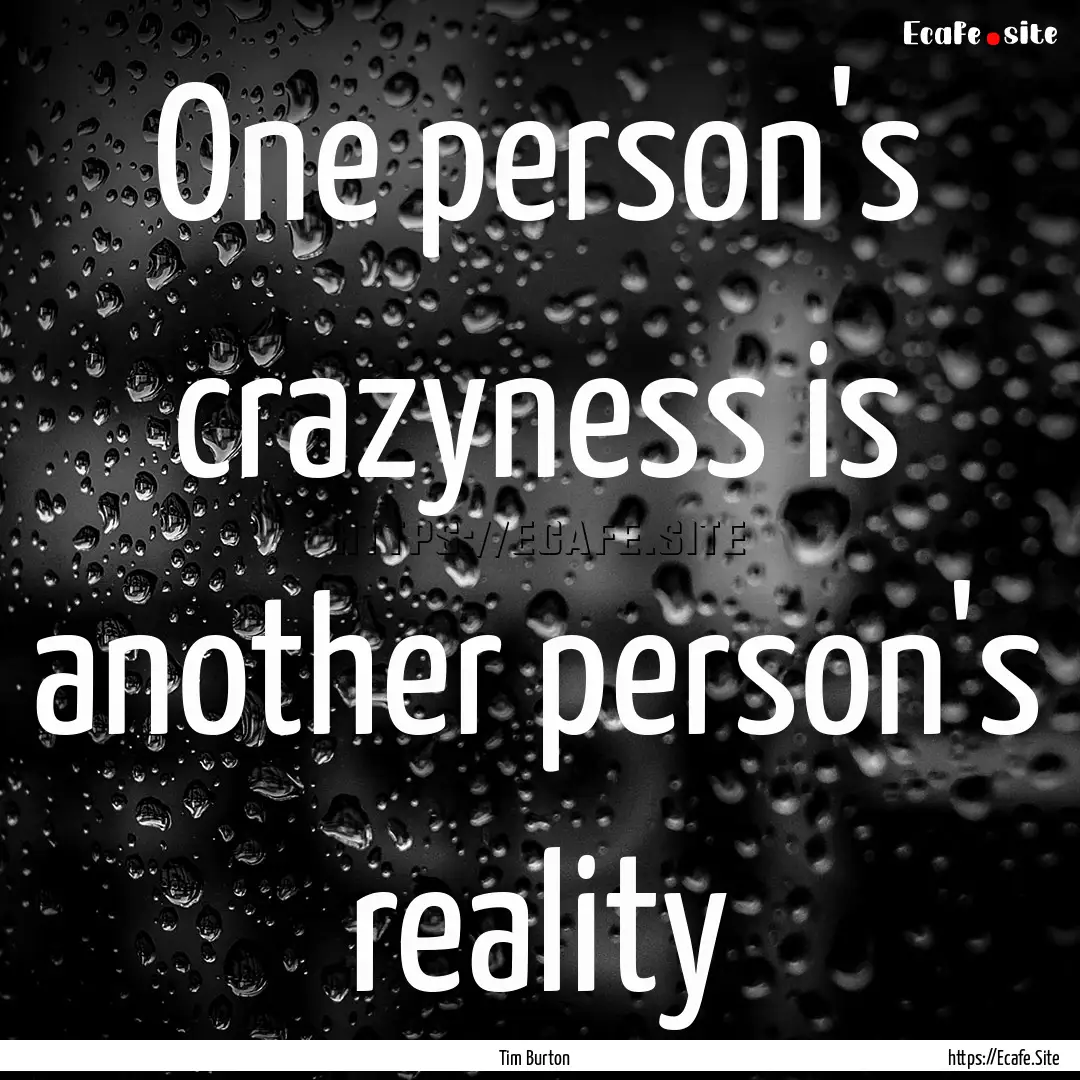 One person's crazyness is another person's.... : Quote by Tim Burton