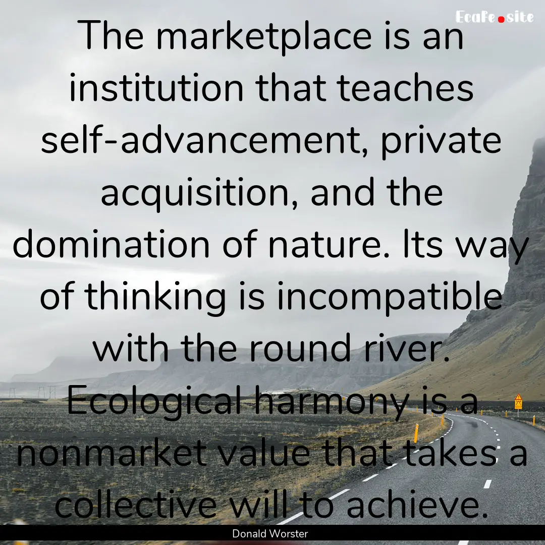 The marketplace is an institution that teaches.... : Quote by Donald Worster