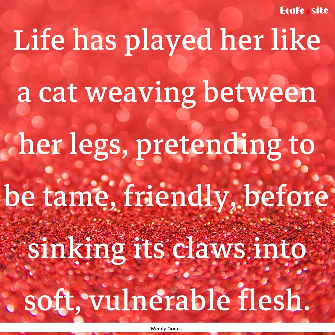 Life has played her like a cat weaving between.... : Quote by Wendy James