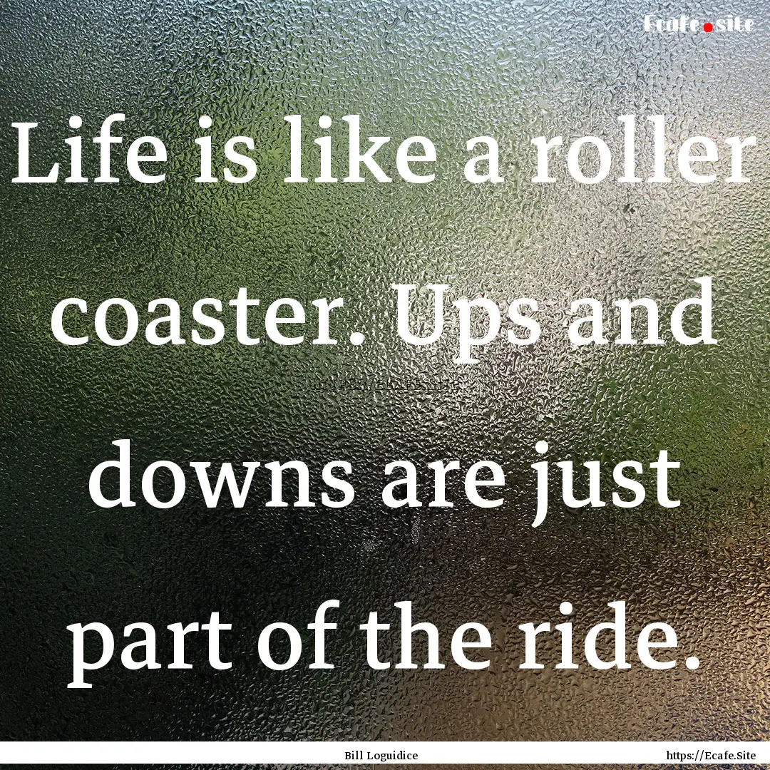 Life is like a roller coaster. Ups and downs.... : Quote by Bill Loguidice