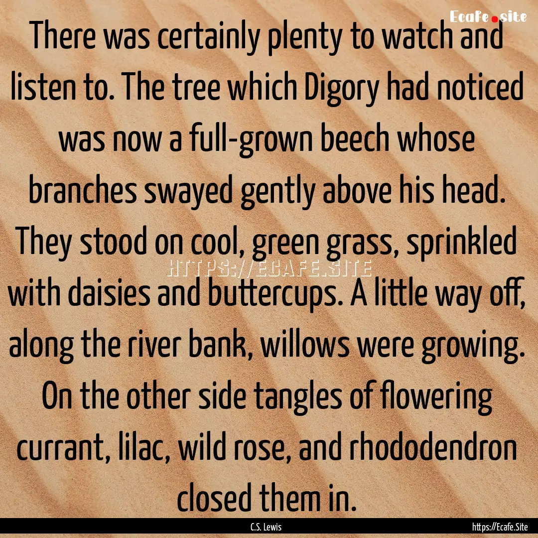 There was certainly plenty to watch and listen.... : Quote by C.S. Lewis