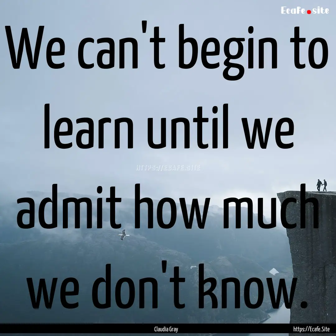 We can't begin to learn until we admit how.... : Quote by Claudia Gray