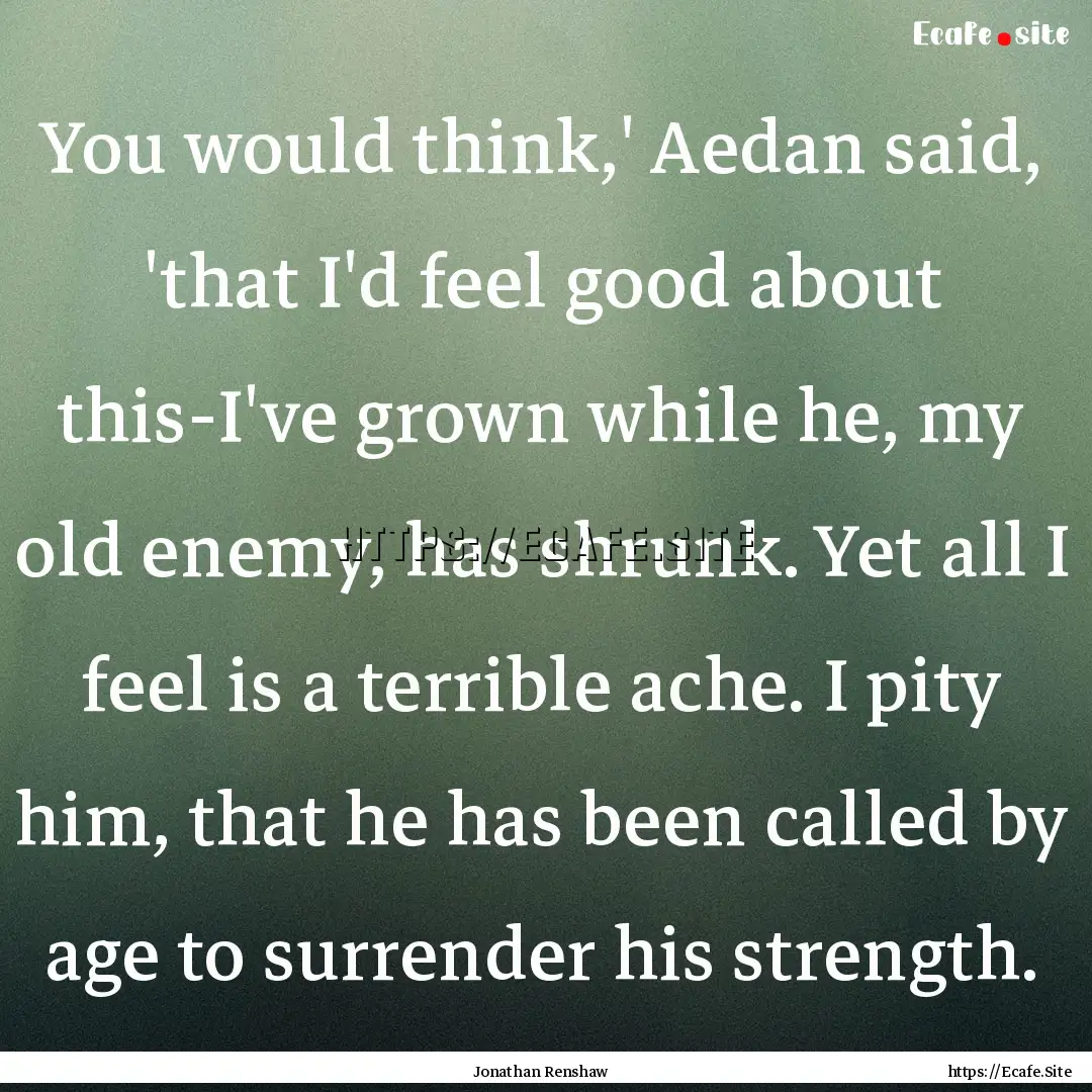 You would think,' Aedan said, 'that I'd feel.... : Quote by Jonathan Renshaw