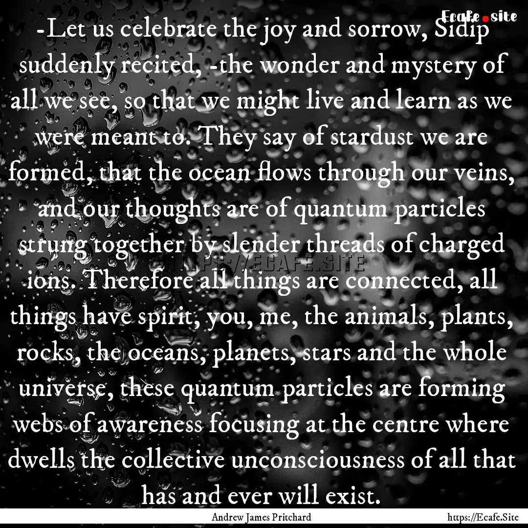 -Let us celebrate the joy and sorrow, Sidip.... : Quote by Andrew James Pritchard