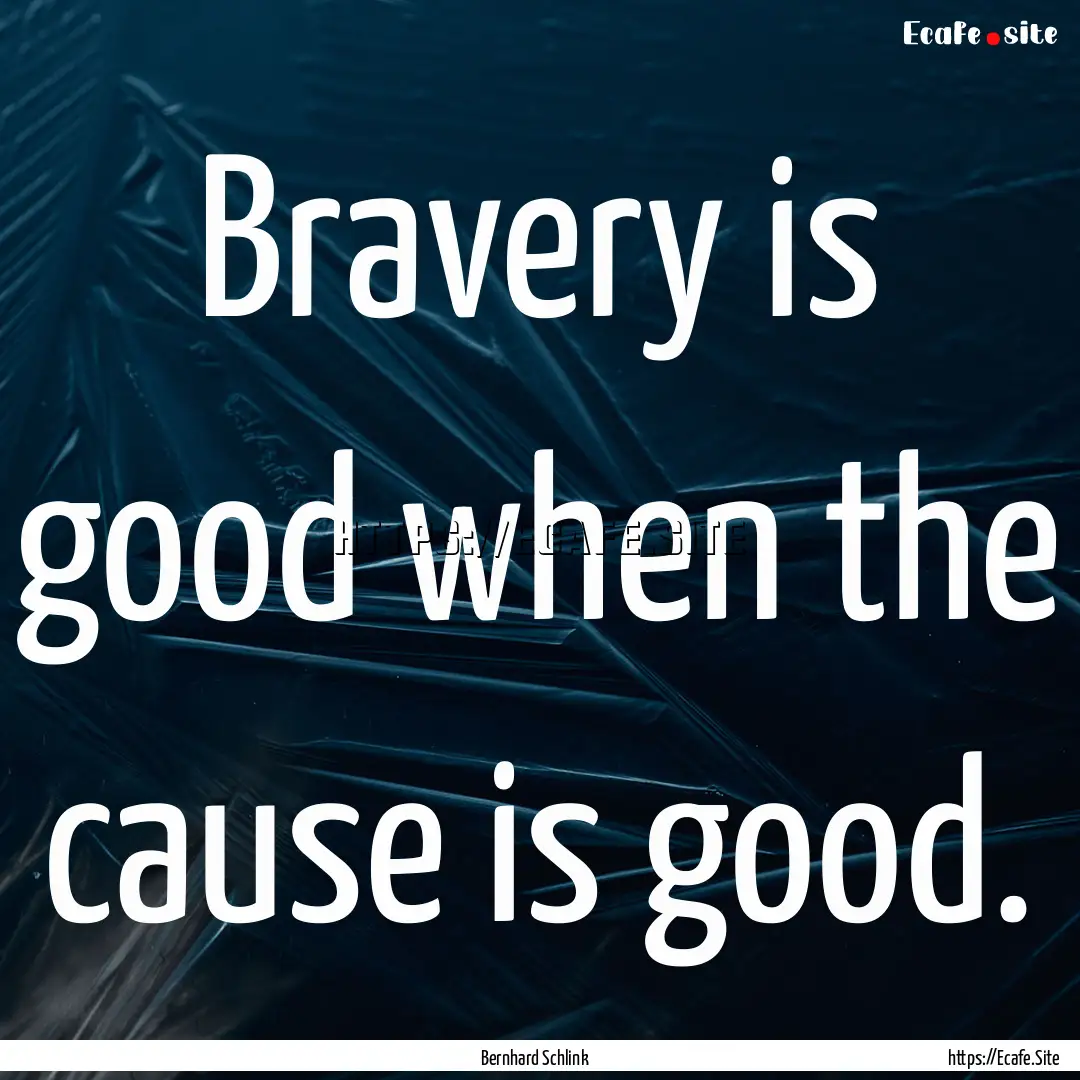 Bravery is good when the cause is good. : Quote by Bernhard Schlink