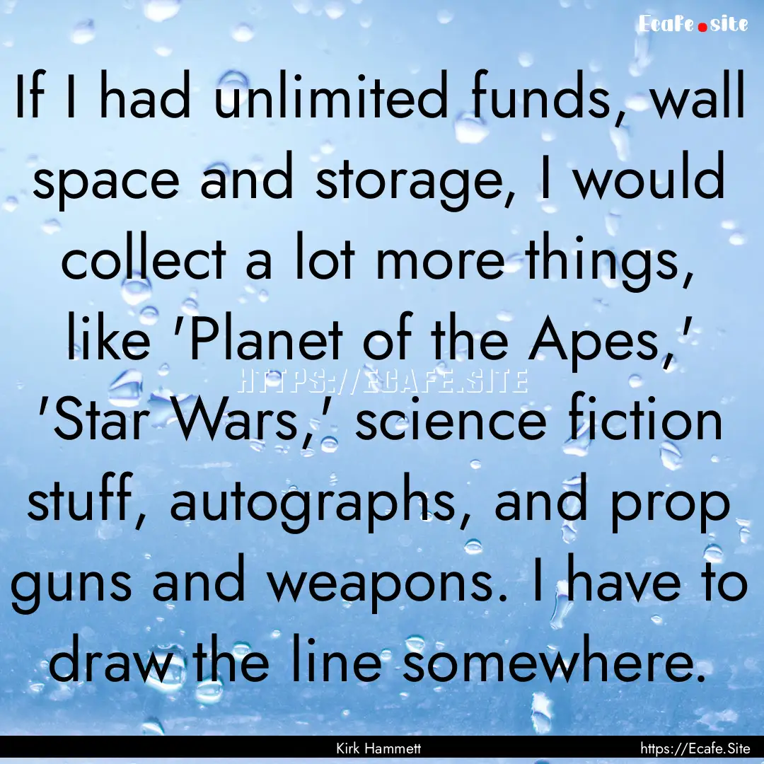 If I had unlimited funds, wall space and.... : Quote by Kirk Hammett