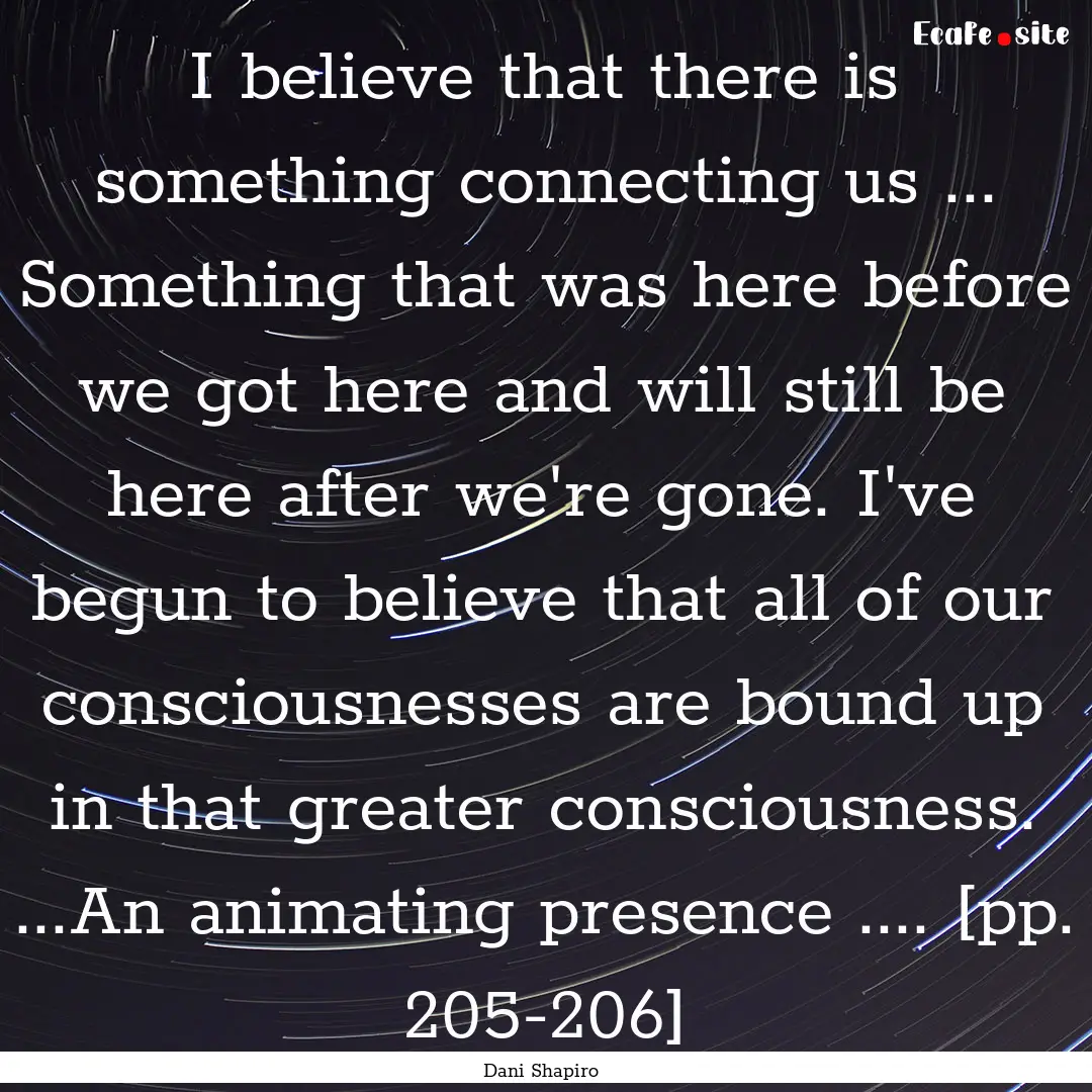 I believe that there is something connecting.... : Quote by Dani Shapiro