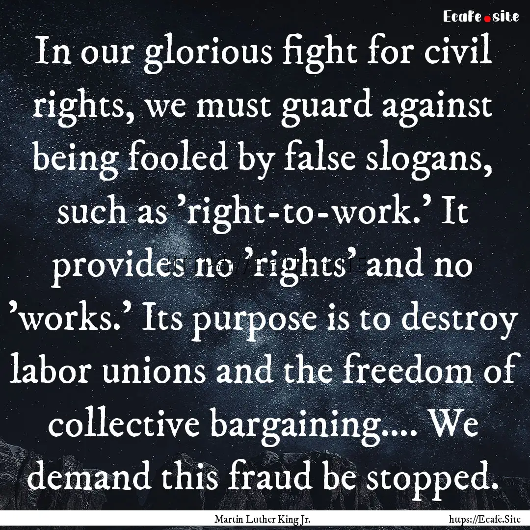 In our glorious fight for civil rights, we.... : Quote by Martin Luther King Jr.