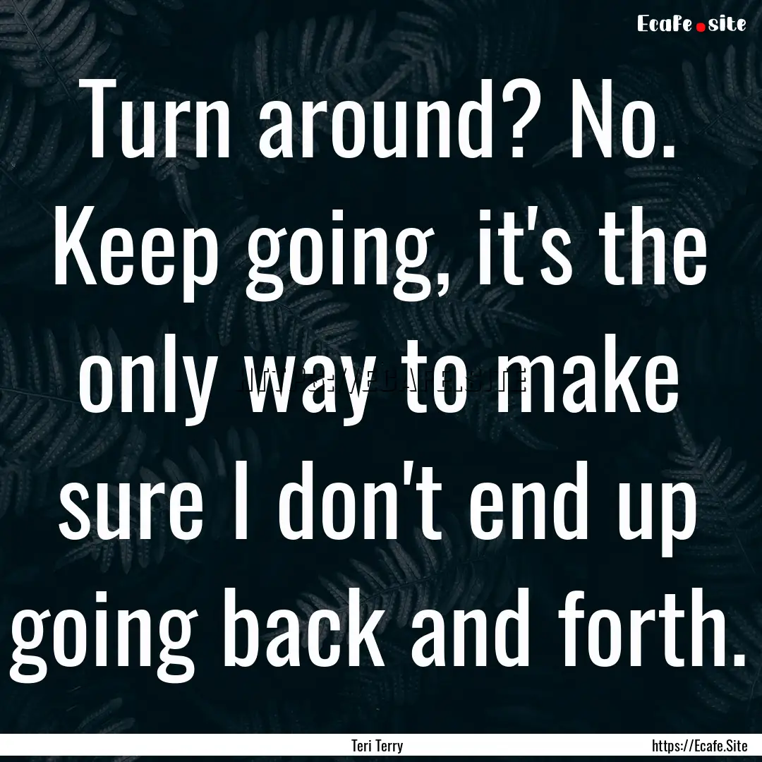 Turn around? No. Keep going, it's the only.... : Quote by Teri Terry