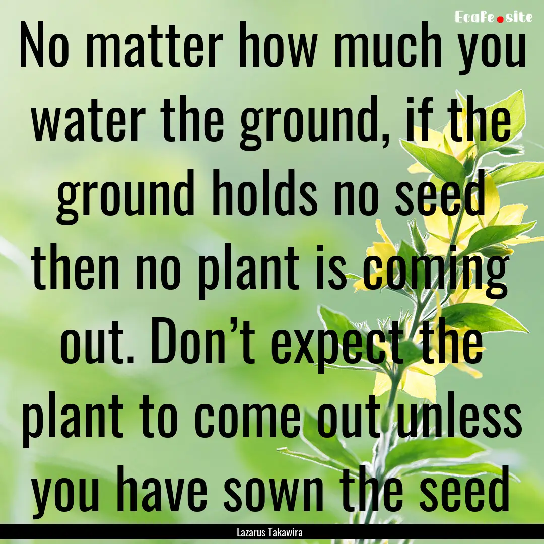 No matter how much you water the ground,.... : Quote by Lazarus Takawira