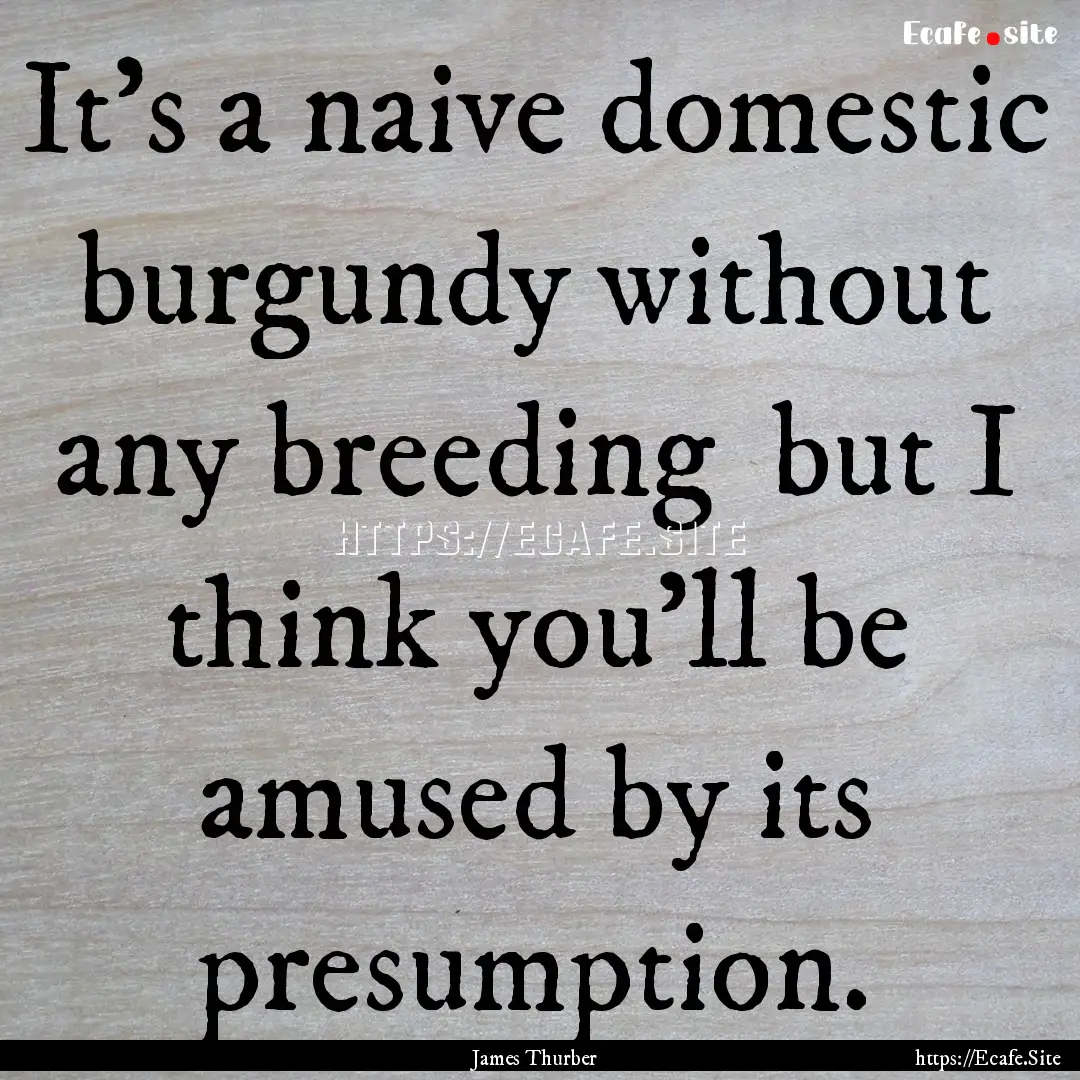 It's a naive domestic burgundy without any.... : Quote by James Thurber