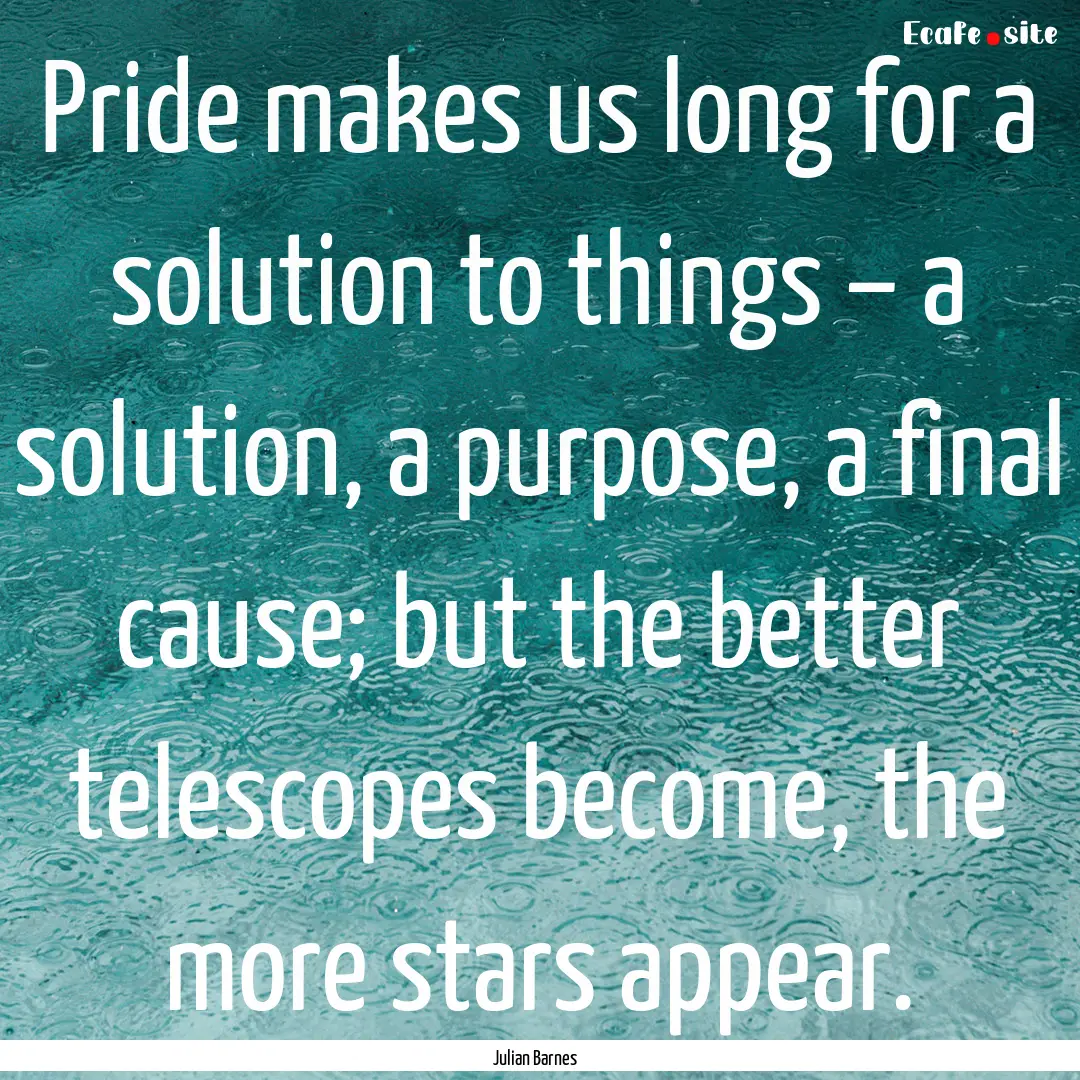 Pride makes us long for a solution to things.... : Quote by Julian Barnes