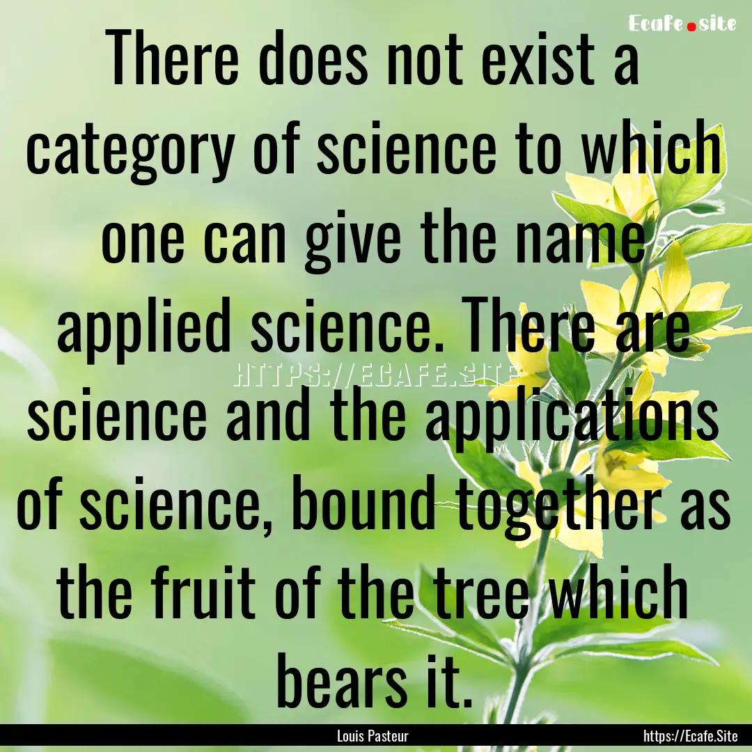 There does not exist a category of science.... : Quote by Louis Pasteur