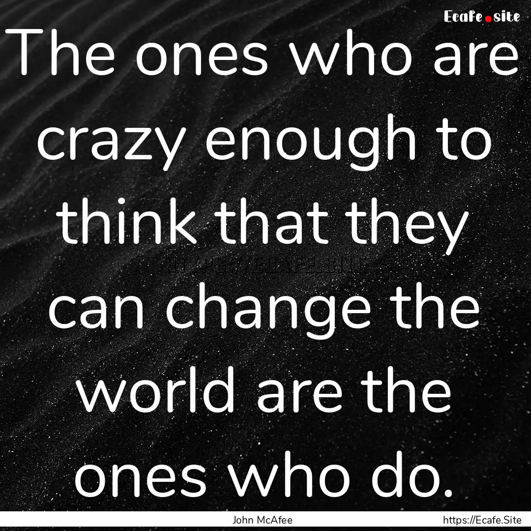 The ones who are crazy enough to think that.... : Quote by John McAfee