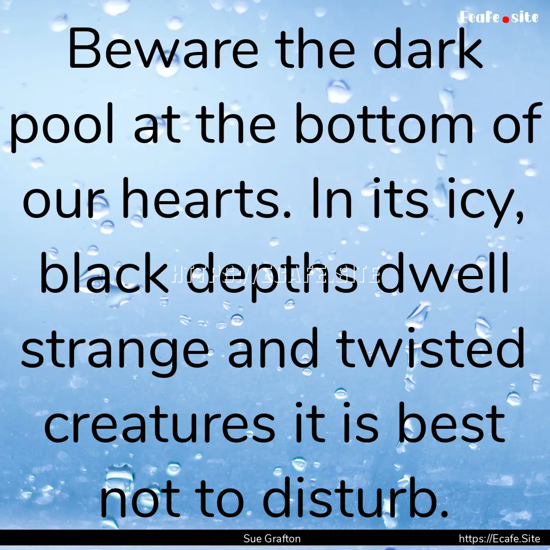 Beware the dark pool at the bottom of our.... : Quote by Sue Grafton