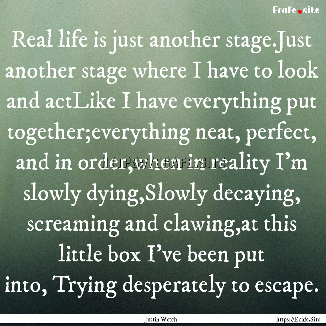 Real life is just another stage.Just another.... : Quote by Justin Wetch