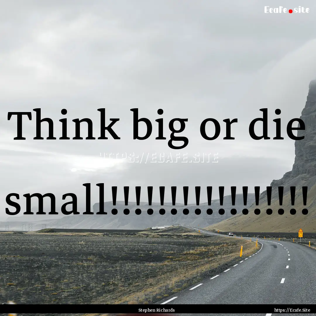 Think big or die small!!!!!!!!!!!!!!!!! : Quote by Stephen Richards