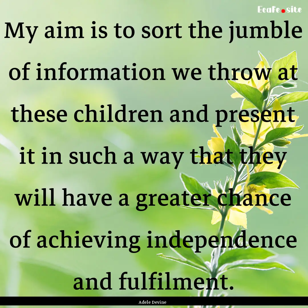 My aim is to sort the jumble of information.... : Quote by Adele Devine