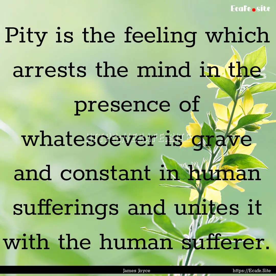 Pity is the feeling which arrests the mind.... : Quote by James Joyce