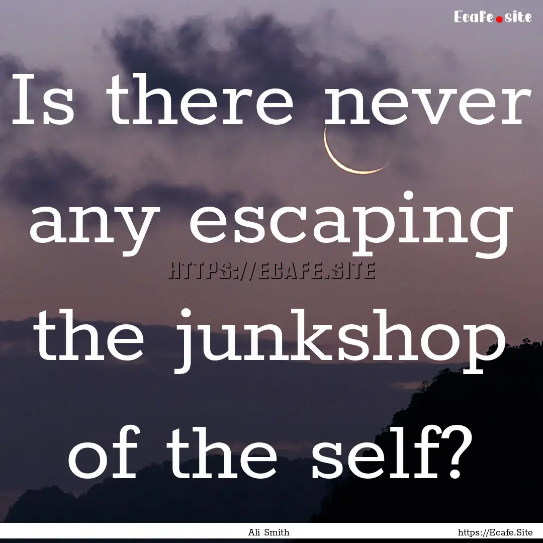 Is there never any escaping the junkshop.... : Quote by Ali Smith