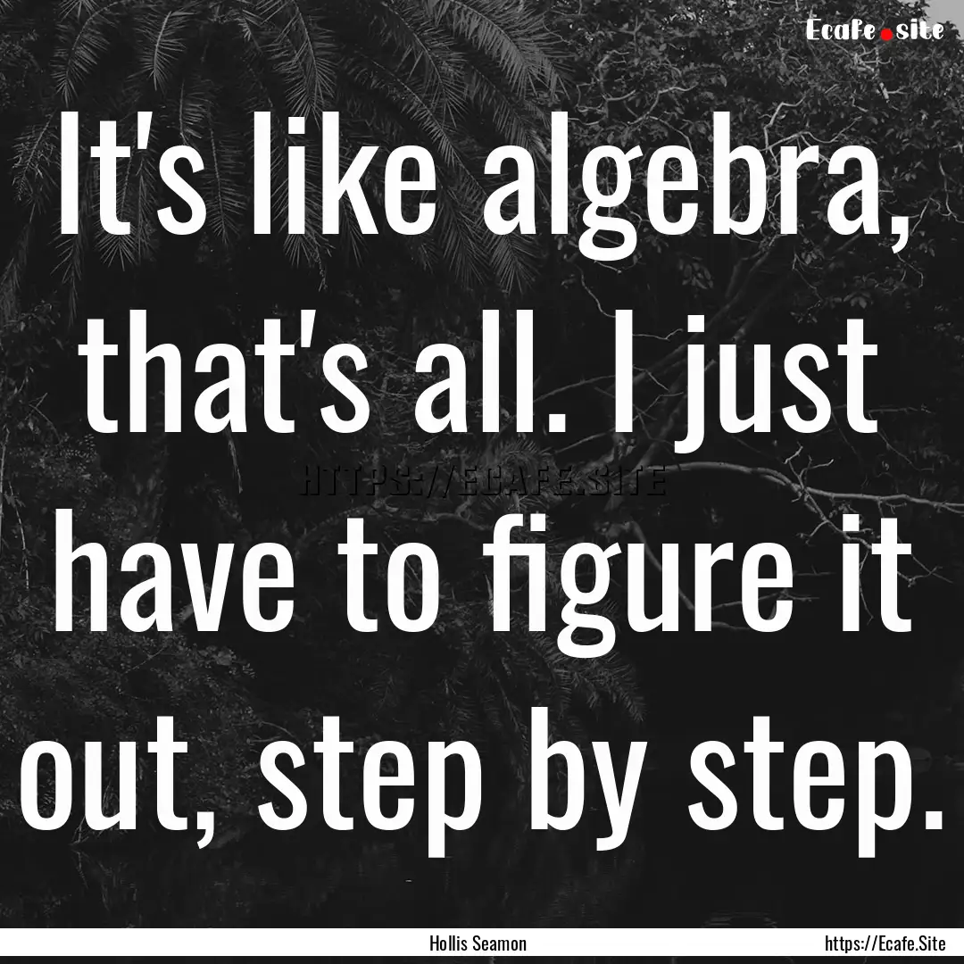 It's like algebra, that's all. I just have.... : Quote by Hollis Seamon