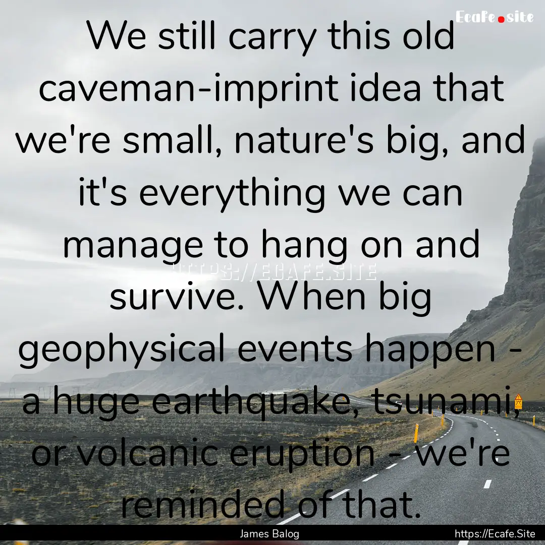 We still carry this old caveman-imprint idea.... : Quote by James Balog