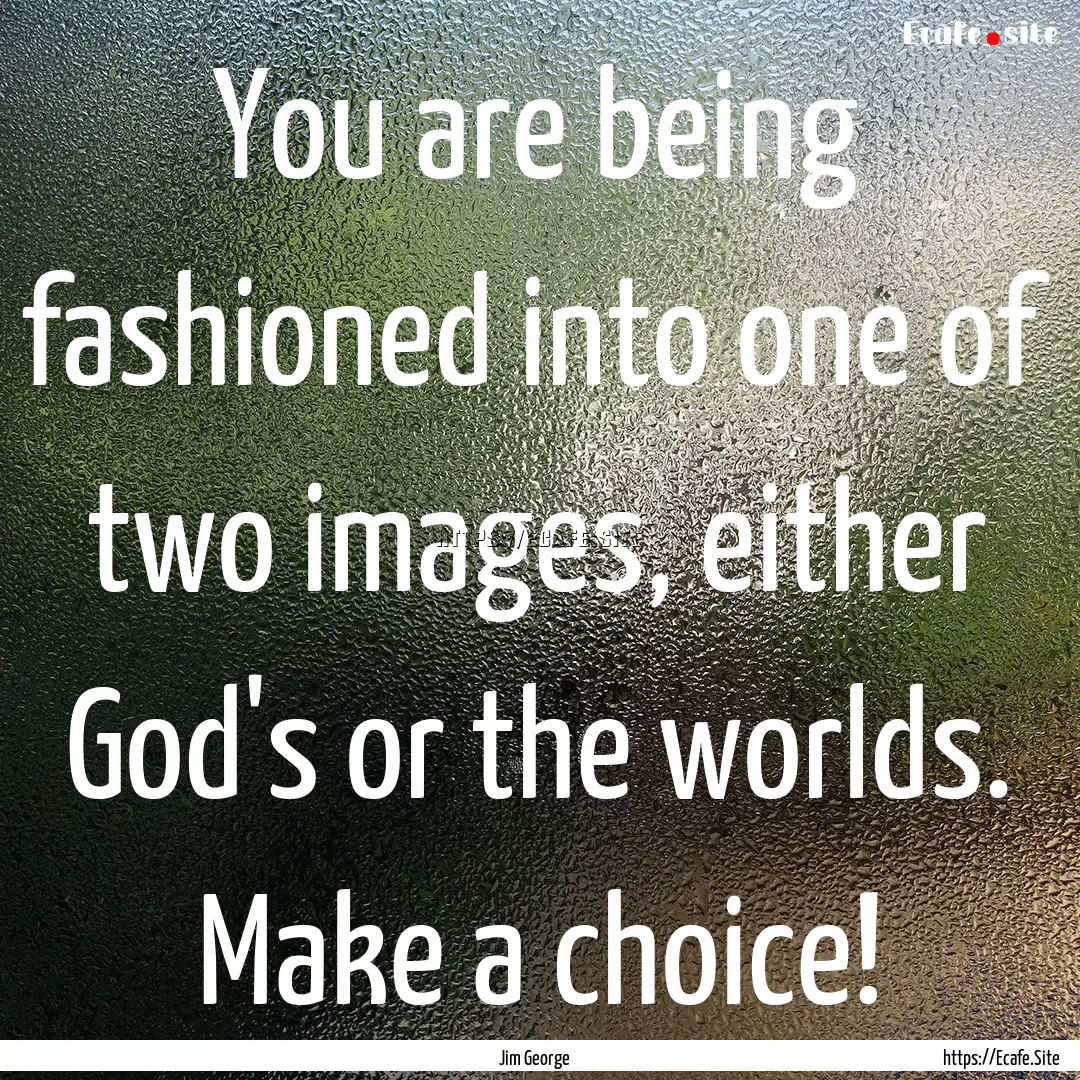 You are being fashioned into one of two images,.... : Quote by Jim George