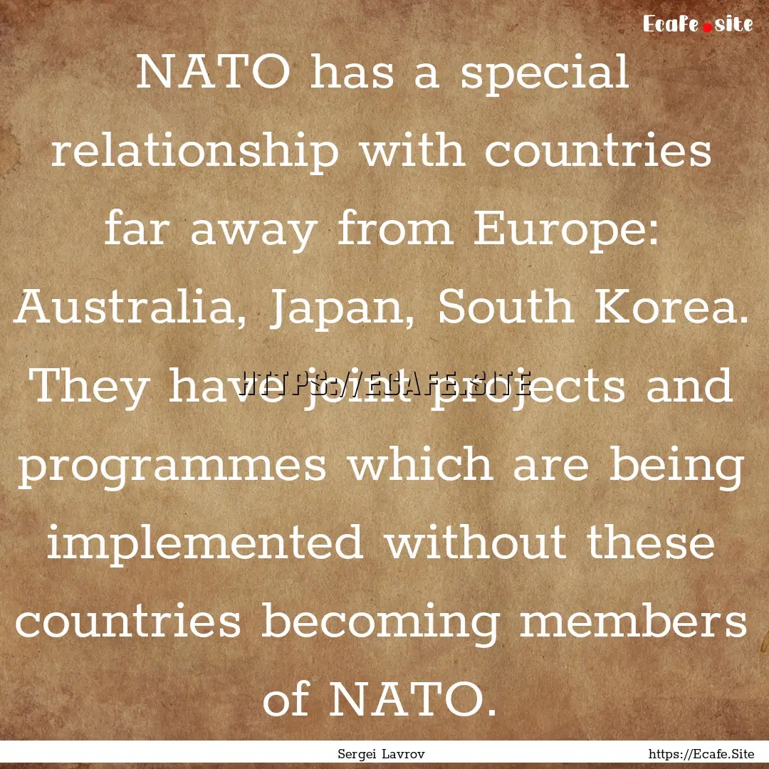 NATO has a special relationship with countries.... : Quote by Sergei Lavrov