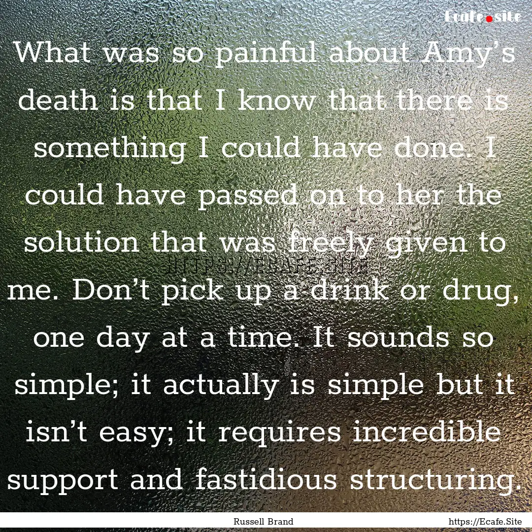 What was so painful about Amy’s death is.... : Quote by Russell Brand