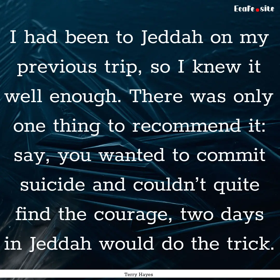 I had been to Jeddah on my previous trip,.... : Quote by Terry Hayes