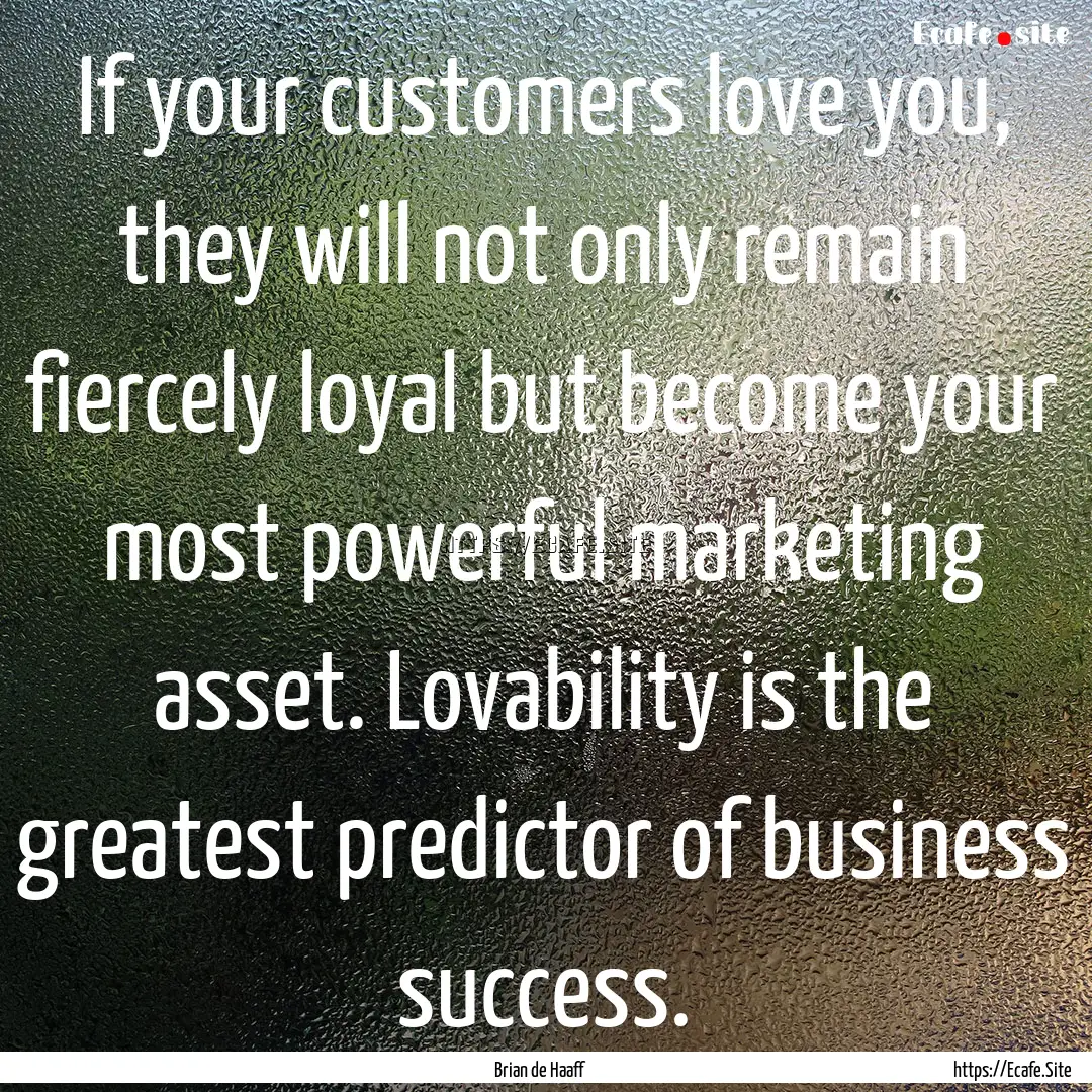 If your customers love you, they will not.... : Quote by Brian de Haaff