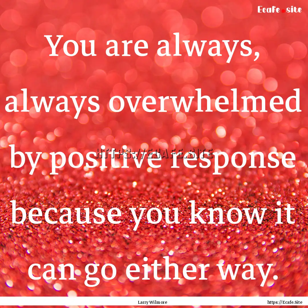 You are always, always overwhelmed by positive.... : Quote by Larry Wilmore